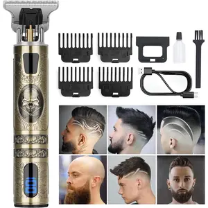 Professional Hair Trimmer for Men, Beard Trimmer Hair Clippers for Men, Cordless Rechargeable Hair Trimmer Metal Body Cutting Grooming Kit,Beard Shaver Barbershop (Bronze with LCD)