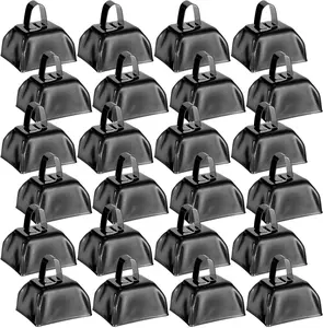 24 count Metal Cowbell with Handle Cow Bells Noise Makers for Sporting Events Small Loud Noisemaker Cow Bell for Wedding Cheering Football , 3 x 2.8 x 2.5 Inch(Black)