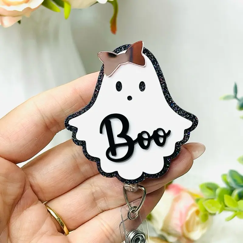 Cute Ghost Badge Reel - Halloween Badge Holder