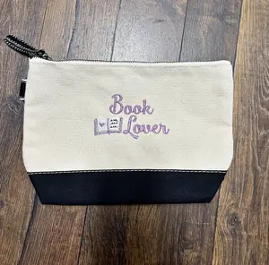 Cute Book Lover Pouch | Embroidered Canvas Bag For Readers