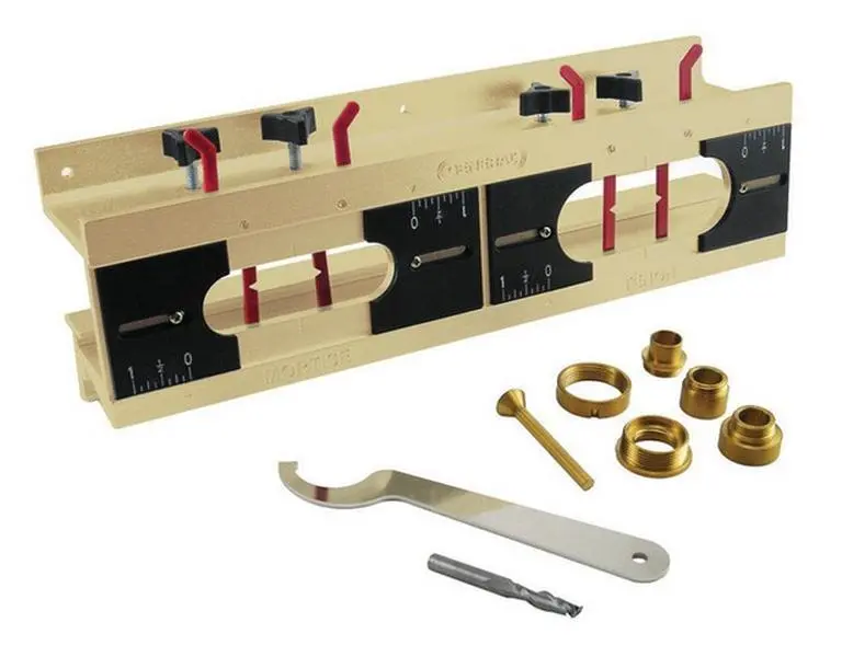 212 MAIN E-Z Pro Mortise Jig (Model 870), Adjustable Clamp Mounting Tool with High Speed Steel for Mortise Joint Applications