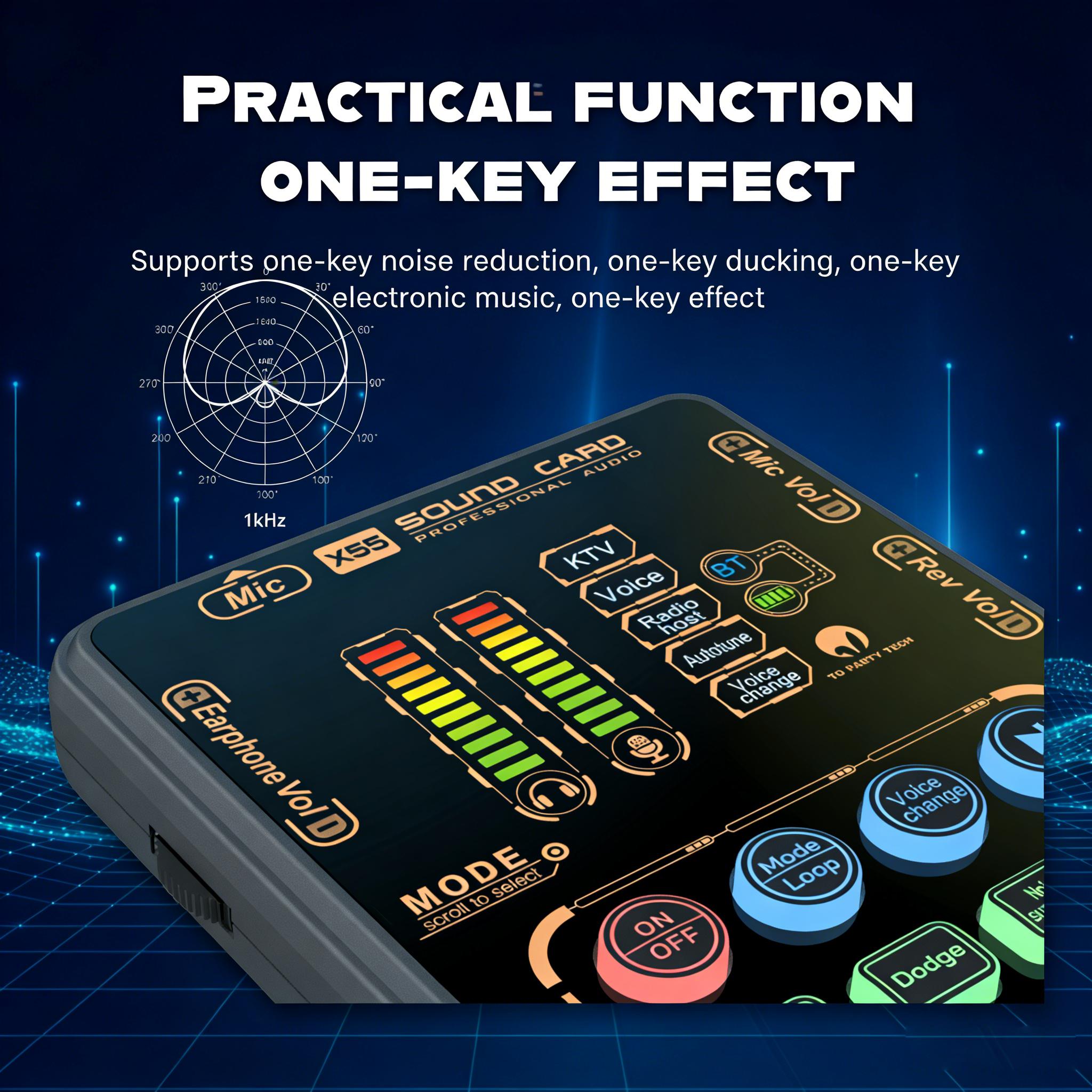X55 Pro Compact Handheld Sound Card Kit for Podcasts Portable Audio Interface Compatible with Mobile Phones & Computers Ideal for Podcasters and Audio Enthusiasts