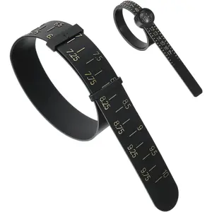 2 count Bracelet Sizer and Ring Measuring Tool Set,  Finger Measure for Ring Size -  Size, Universal Bracelet Measuring Tool for Women Men - UK Sizes (Black)