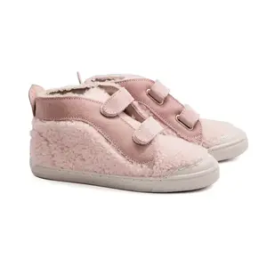 Pepe Rose Pink Faux Shearling Velcro Sneaker