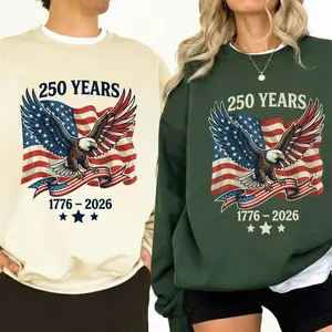 United States 250th Anniversary T-Shirt/Sweatshirt/Hoodie - Vintage Patriotic Eagle & Statue of Liberty - America Birthday Crewneck QI