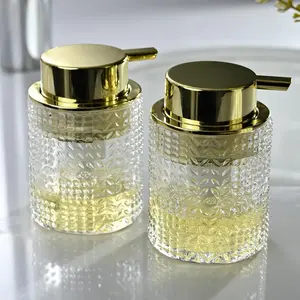 Foaming Glass Soap Dispenser,Hand Foam Soap Dispenser for Kitchen & Bathroom-2 Pack（B-Type Clear Glass/Gold Pump）
