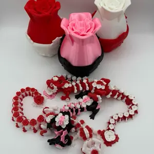 Rose Dragon and Egg 3D Printed and Fully Articulated with Colorful Design and Red, White & Pink Colors articulate animal articulated joint home decor dragon toy novelty toy fidget dragon