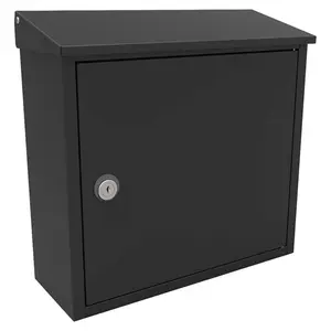 212 MAIN QualArc Allux 400 Steel Locking Door Mailbox - Home Security Safe, Top-Loading, Wall-Mounted, Black