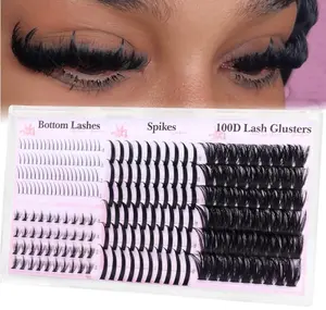 Wispy Lash Clusters with Spikes D Curl Eyelash Clusters with Bottom Lashes 100D Fairy Cluster Lashes Volume Cluster Eyelash Extensions 234PCS Fluffy Individual Lashes DIY Mink Spiky Lash Extension