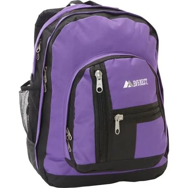 Everest 5045-DPL-BK Double Compartment Backpack - Dark Purple-Black
