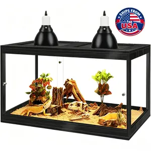 PROLEE Reptile Tank, 31 Gallon Beard Dragon Tank, Tempered Glass and Snake Tank with Locking Design for Lizard,Gecko,Chameleon Terrarium Sliding Doors, Spider Habitat, Insect Terrarium, Bug Enclosure, Praying Mantis Habitat, Frog Enclosure