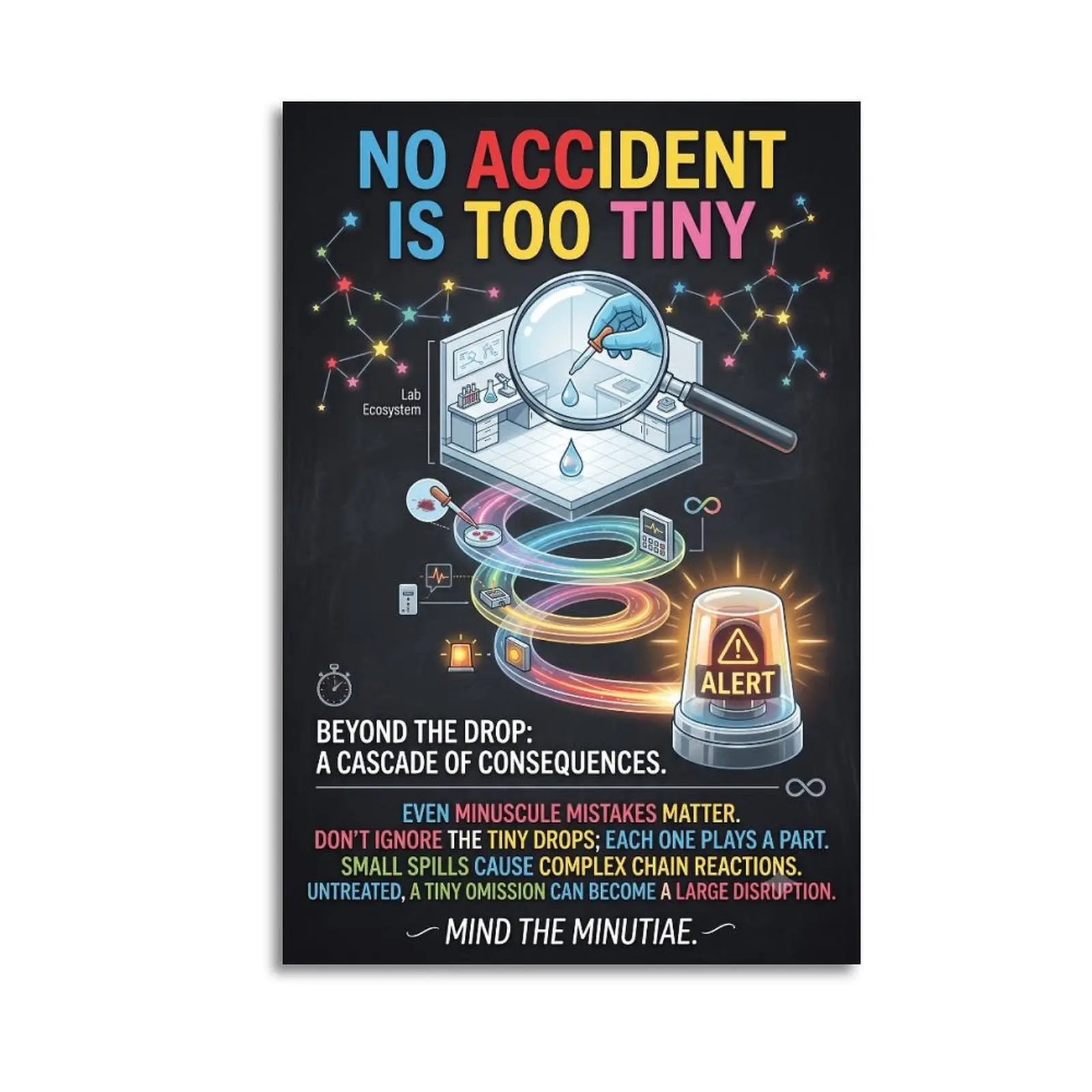 No Accident Is Too Tiny Science Lab Safety Poster Chemical Spill Rules Sign Chemistry Biology Classroom Decor Educational Wall ArtDecorative Posters.Art Prints.