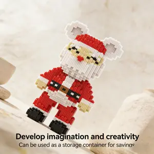 Christmas Bear Building Block Toy Set, Blocks Set, Creative DIY Assembly Kit, Home Decor, Gift for Friends, Develop Hand Skills, Holiday Present
