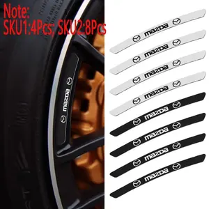 4/8 PCS Aluminum Car Badge Wheel Stickers Car Accessories for Mazda 2 6 3 5 CX-5 CX80 CX70 CX90 MX30 CX60 CX-50 CX-30 BT50 e-TPV CX3 CX8 Speed ​​3 5 6 BK Demio Axela MS