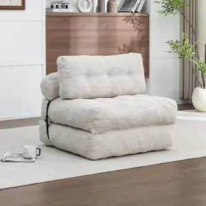 ARCH Folding Sofa Bed, Convertible Sleeper Chair with Pillow Foldable Mattress with Back Support, Portable Fold Out Chair Bed Comfy Floor Sofa Lounge for Living Room Bedroom, Beige, Single