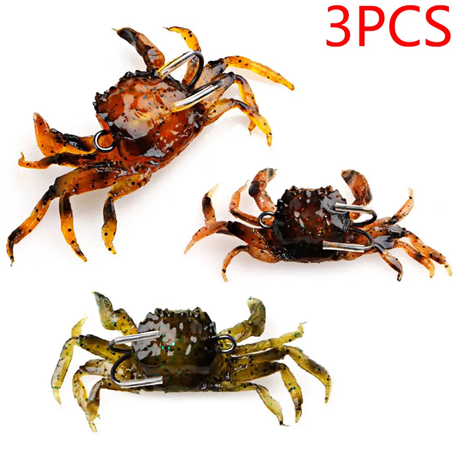 3 Pack Soft Shell Crab Bait Hooks, Fishing Lures Hooks for Catching Fish, Durable & Effective Baits, Ideal for Anglers, Easy to Use, Artificial Fishing Lure, Fishing Tackle, Fishing Stuff, Fishing Equipment