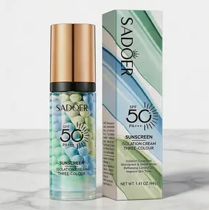 3 In 1Primer for Face Before Makeup,Sunscreen Isolation Cream, SPF 50, One Step Color Corrector Face Primer, Blurs Imperfections Oil Control & Moisturizing Skin Tone Correcting,Radiance Skin