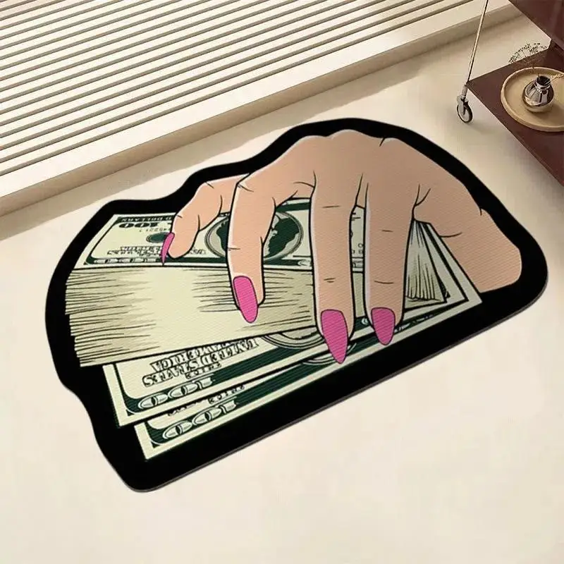 Creative 3D Dollar Pattern Floor Mat, 1 Count Colorful Non-slip Soft Floor Carpet, Decorative Area Rug for Home Living Room Bedroom Study Room Hotel