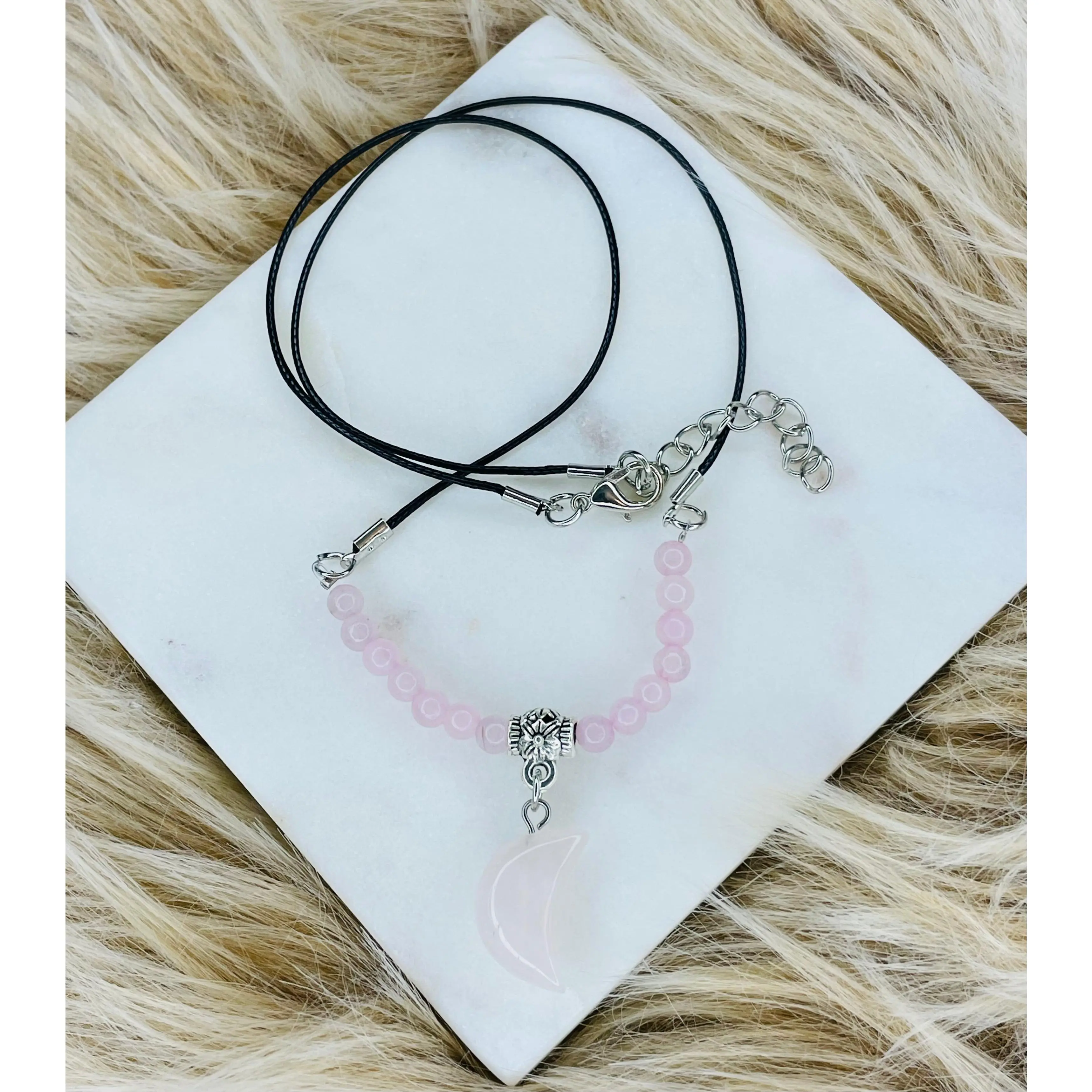 Rose Quartz Half-Moon Choker