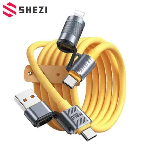 4 in 1 charging cable ,240W Fast Charge Cable & Data Transfer,iPhone iPad Charger Cord with Lightning/Type C/USB A Ports for iPhone 15/Pro/Plus/Pro Max [SHEZI Series] charger Alloy Aluminum cable max Connector Device Silicone Electronic Cellphone