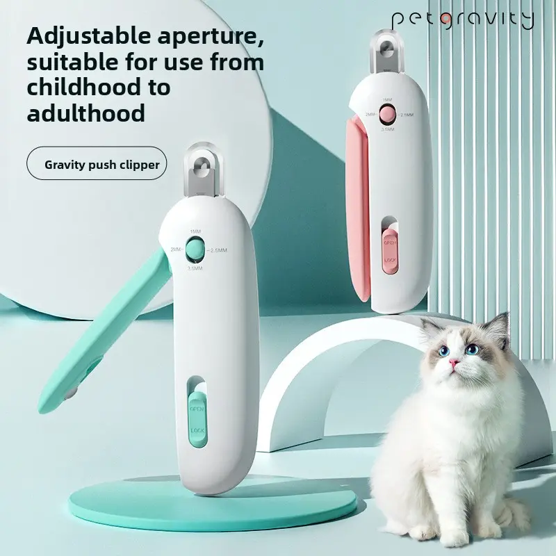 Pet Gravity Push Clipper Adjustable Round Hole Clipper Pet Cat Nail Clipper Non-Bleeding Small Blind Clipper Safe