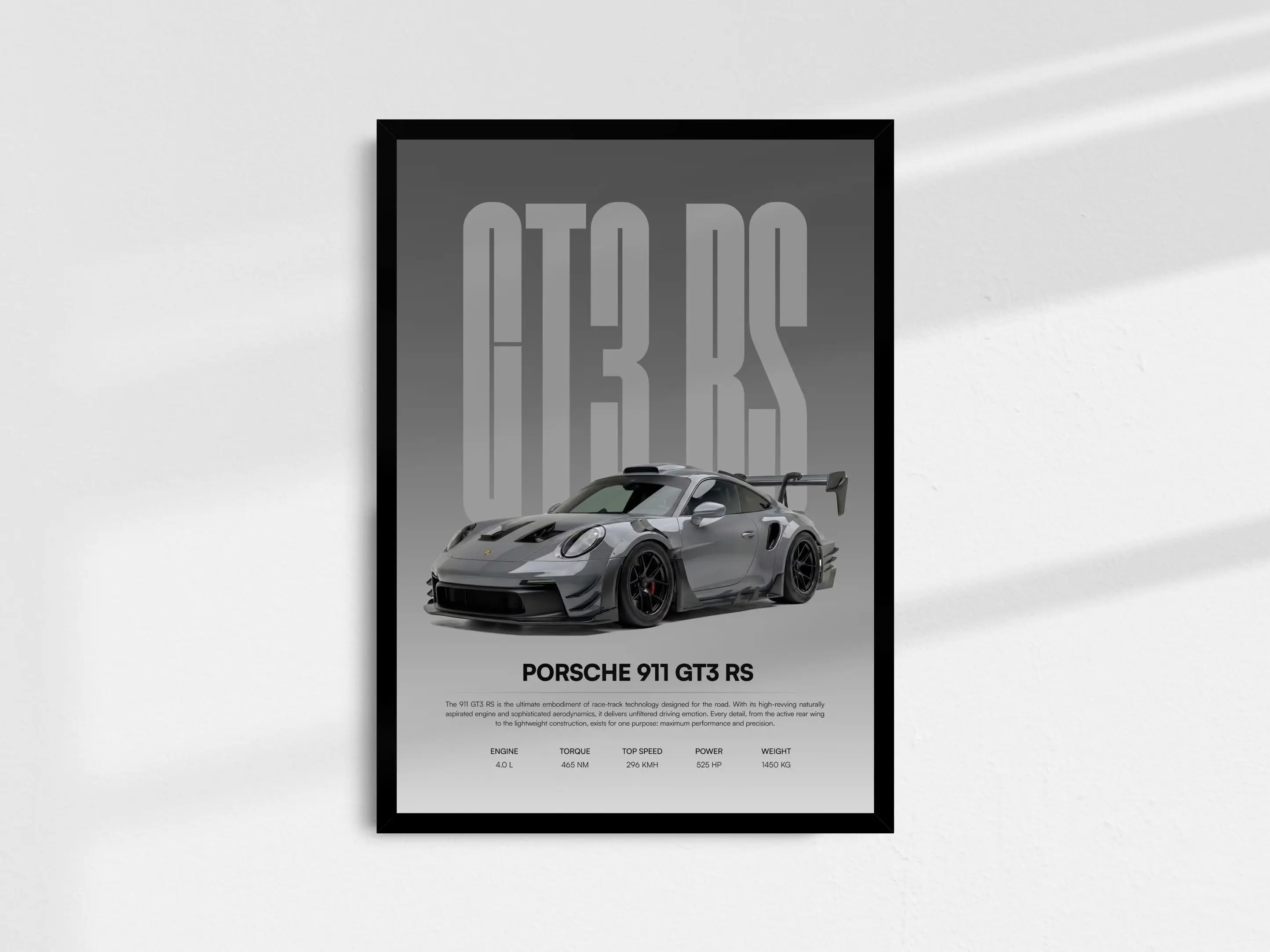 Porsche GT3 RS Wall Art, Gift for Car Fans, Porsche Poster