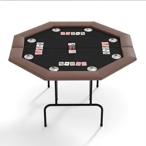 Garvee Foldable Octagonal Poker Table for 8 Players with Foldable Legs and Cup Holders, Casino-Quality Texas Holdem and Blackjack Card Game Table for Adults