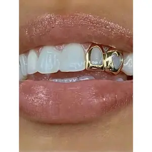 Hollow Out Double Heart Design Stainless Steel Teeth Grill Elegant Jewelry Accessory for All Seasons Perfect for Daily Wear Tooth Gems