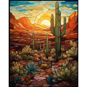 Paint by Numbers Kit for Adults - Cactus DIY Paint by Number Kits Wilderness Landscape Acrylic Canvas Painting for Adults Beginners Kids Art Crafts Without Frame, 16x20 Inch