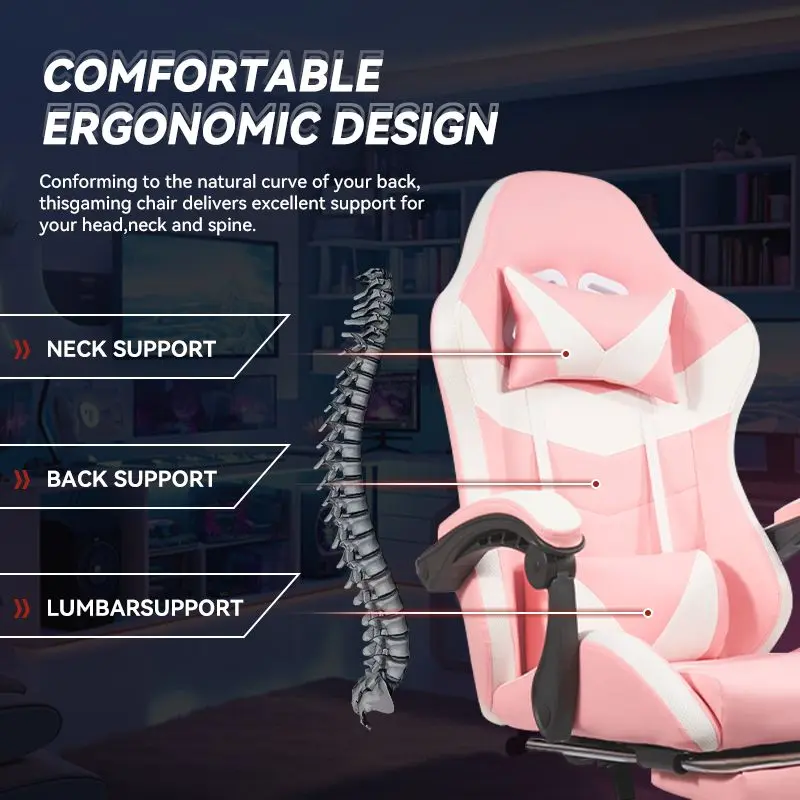 EGlow Ergonomic Gaming Chair with LED Lights - Ideal for Adults and Extended Sitting Sessions