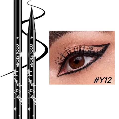 Cool Story Single Tip Liquid Eyeliner Pen - Black & Brown, 0.6ml, 24h Longwear, Waterproof, Smudgeproof, Transfer-Proof Pigmented Eyeliner, Butylene Glycol-Infused, Adult Daily Eye Makeup (Shake First Before Use), Longwear Eyeliner