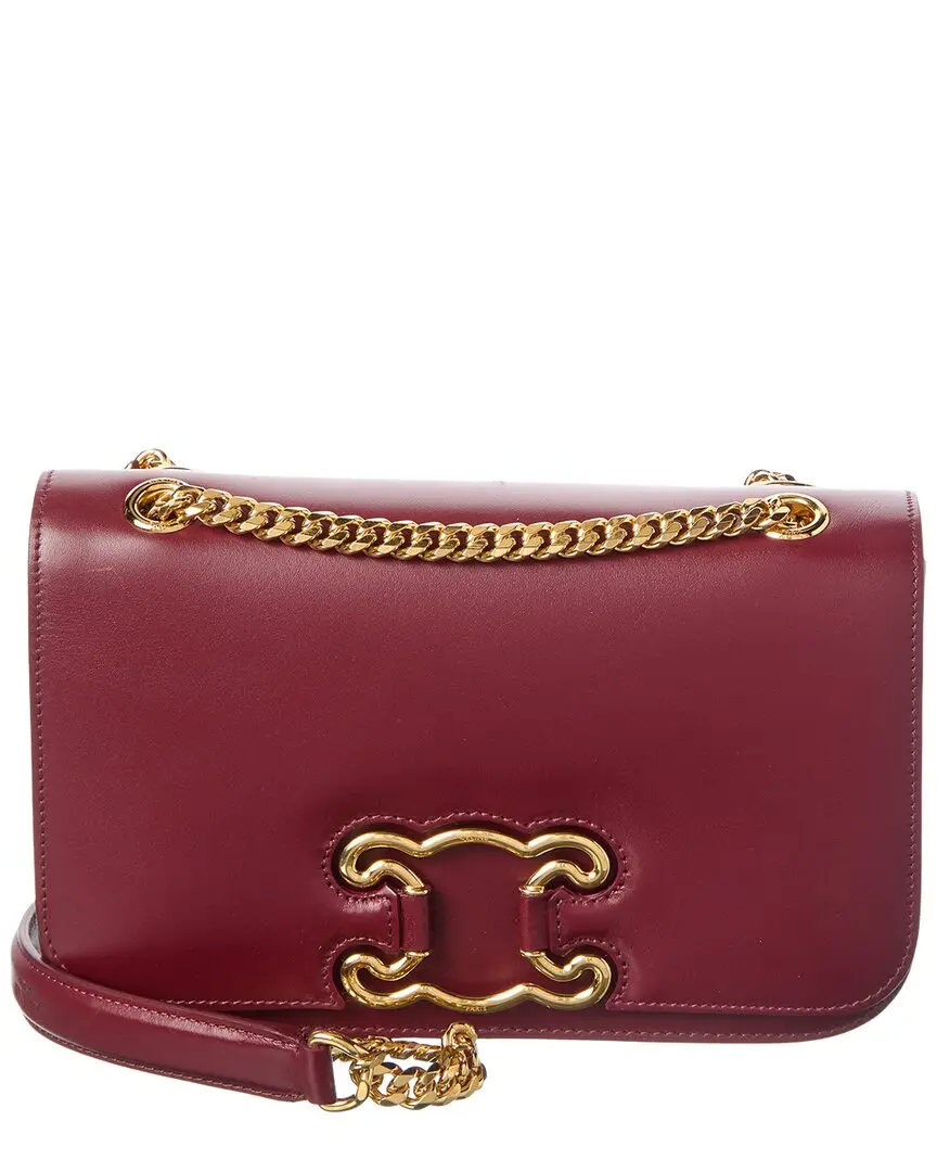 CELINE Triomphe Frame Medium Leather Shoulder Bag