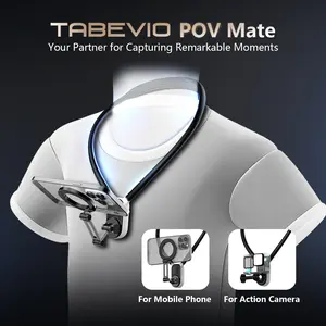TABEVIO POV Mate Magnetic Neck Mount for Phones, Neck Cell Phone Holder POV/Vlog Selfie Mount Hand Free Phone Neck Holder Chest Stand Strap Video Recording for iPhone 15 14 13 12 Seires Android Phones,Action Camera Accessories Smartphone