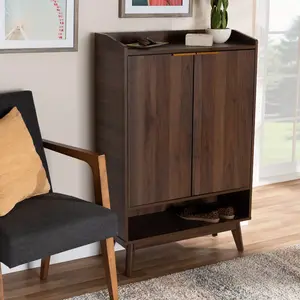 Dark Walnut 5-Shelf Wooden Shoe Cabinet