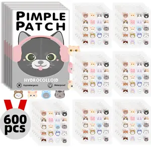 600 Cartoon Acne Patches, Hypoallergenic Patches, Facial Patches, Blemish Patches and Face Concealers, Covers Acne Marks and Invisible Flaws, Cute Cartoon Design for Youthful Skin