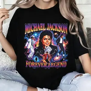 100 Percent Cotton Vintage Pop Culture T-Shirt Michael Jackson Forever Legend Graphic Design Summer Casual Wear For Music Lovers And Fans Of Iconic Artists # Michael Jackson # Jaafar Jackson # biopic # music legend NWF