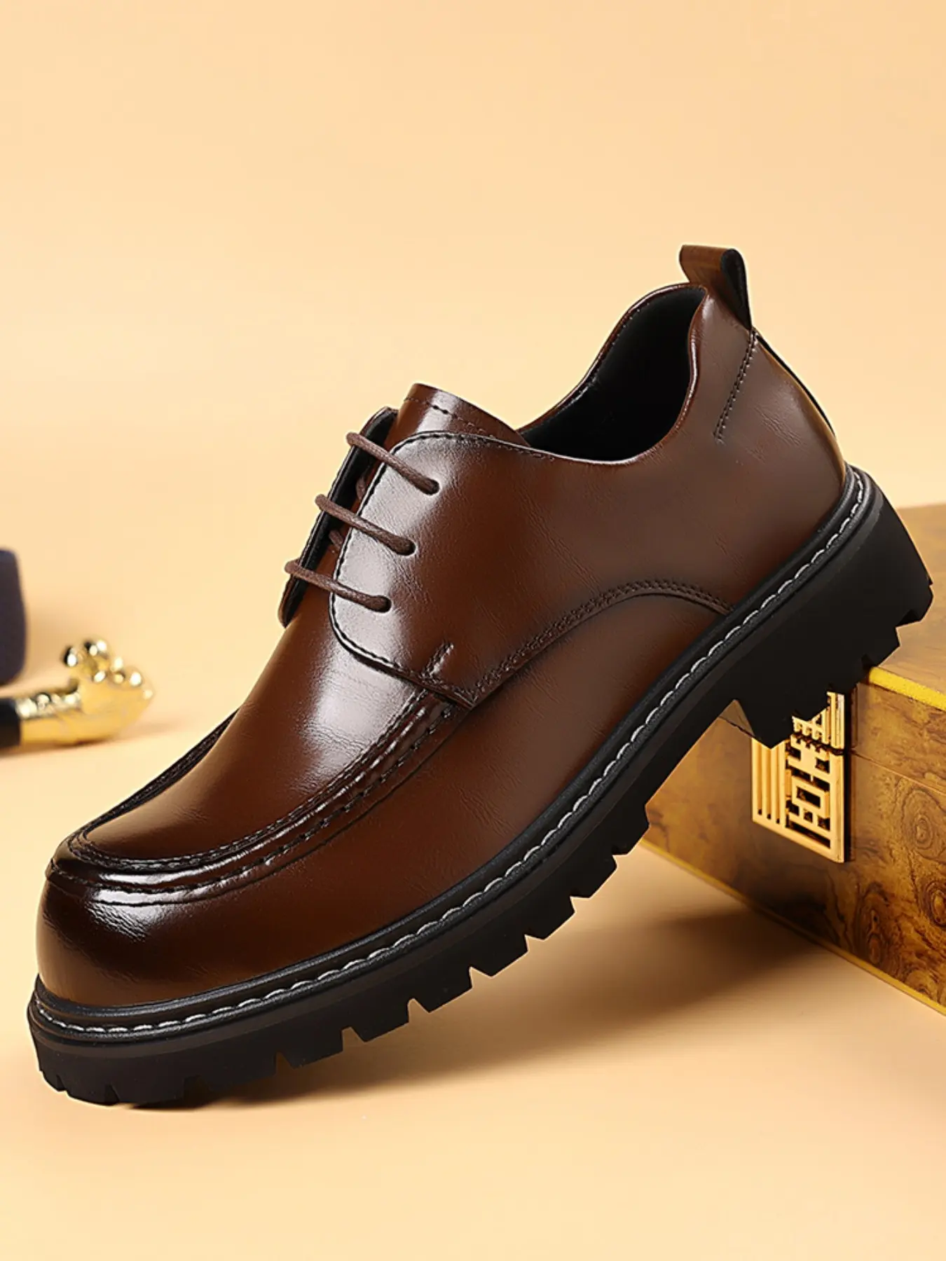Men's Business Shoes, New High-End Elegant Formal Wedding Dress Shoes, Lace-Up Carved Casual Work Party Meeting Wear, Business Style Shoes, Office Work Shoe, Footwear