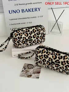 Stylish Leopard Print Beauty Organizer Bag, Multi-Functional Canvas Pouch for Cosmetics, Stationery, Small Gadgets, Trendy All-Match Toiletry Bag for Handbag Insert, Travel, and Daily Life