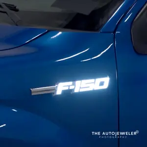 Ford F-150 LED Fender Emblems 2009-2014 Chrome Finish White Illumination 2 Pc Kit for All Models Except Raptor