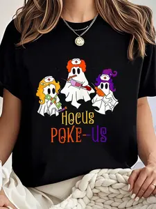 Women's 100% Cotton Short-Sleeve Graphic T-Shirt - Cute Everyday-Fit Medical Themed Top for Phlebotomists, Spooky Halloween Wear