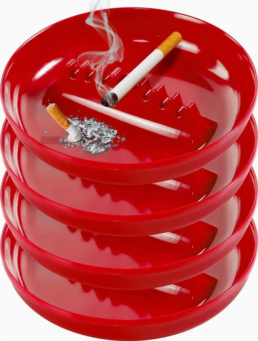 Plastic Ashtrays for Cigarettes and Cigars, Indoor Outdoor Ash Tray Large Size Tabletop Ashtray Decor for Home Bar - 4 Pack