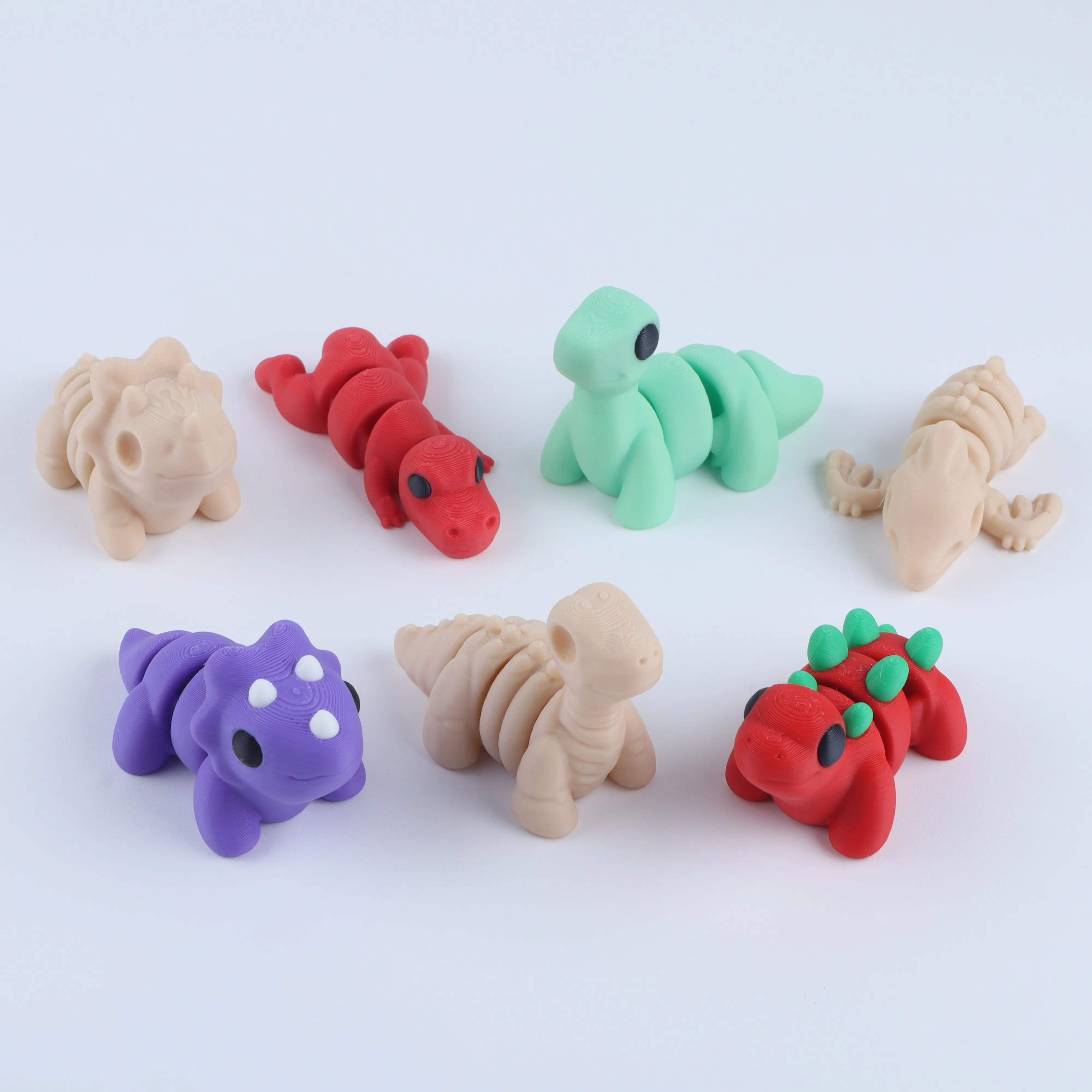 3D Printed Mini Dinosaur Fidget Toy Set – Articulated Party Favor Gift