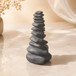 Plastic Minimalist 3D-Printed Zen Balance Stones, Smooth Home Decor Statue - Desk Ornament, Ideal Mother's Day Gift