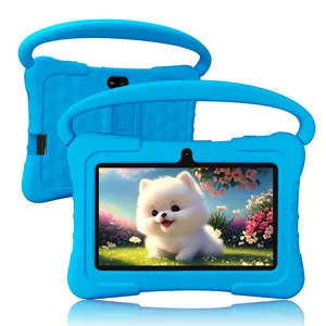 7 Inch Kids Tablet PC 32GB with Handle Anti-Drop Silicone Case Stand Dual Camera, Educational Tablet Computer
