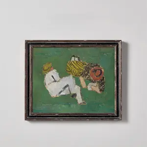 Vintage Abstract Portrait Oil Painting Print _ Unique European Cottagecore Wall Art