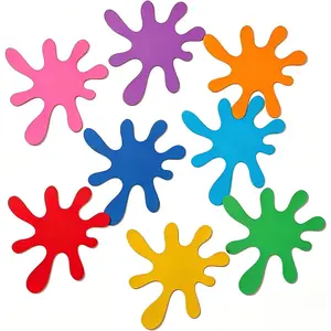 6x6in Paint Splatter Paper Cutouts, 48 Pcs, Colorful, Round, for Birthday Party, Bulletin Board, Classroom Decor, School Supplies