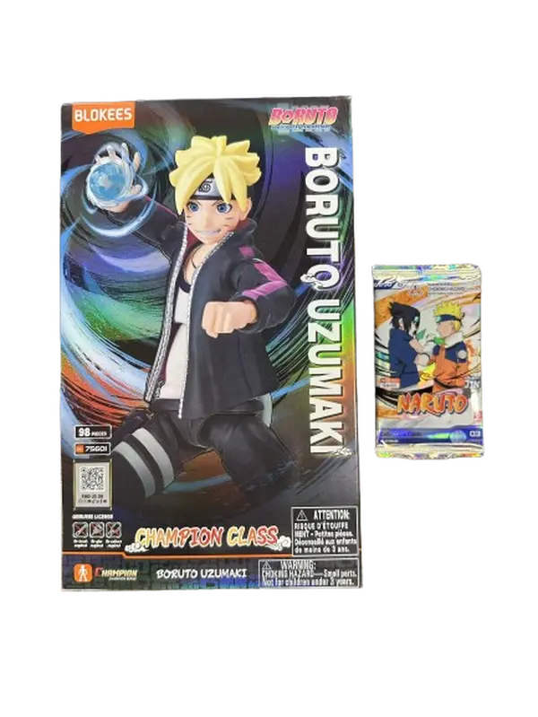 Naruto Bundle - Kayou Naruto Chapter Jin Series 3 Booster Pack & Blokees Naruto Champion Class Boruto Uzumaki - Qty 1