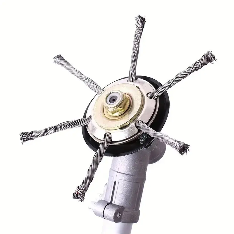 Unbreakable Weed Brush Head, Steel Wire Trimmer Head for Brush Cutter, 24.5mm Attachment for Powerful Weeding and Grass Cutting, Tool