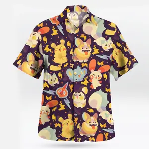 2026 Hot Hawaiian Sets PKM [FREESHIP] Fresh Summer – Youthful – Bold with the Pika and Friends Pattern PKM Hawaiian Shirt