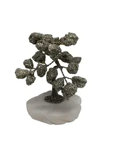 Pyrite Raw Stone Tree 5in Unique Natural Stone with Tree Design Crystal Carvings for Metaphysical Benefits and Decor